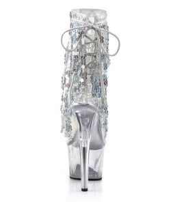 Pleaser Shoes By Pleaser USA ADORE-1017SQF Pleaser Shoes Silver Sequin Platform Pole Dancing Boot