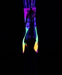 Pleaser Shoes By Pleaser USA Booties And Ankle High Boots ADORE-1018RBG Pleaser Shoes Neon Rainbow Glow Stripper Boots