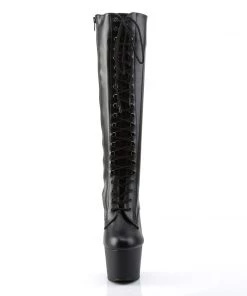 Pleaser Shoes By Pleaser USA ADORE-2023 Pleaser Shoes Black Vegan Knee High Stripper Boot Knee High And Mid Calf Boots