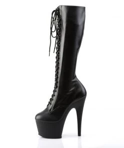 Pleaser Shoes By Pleaser USA ADORE-2023 Pleaser Shoes Black Vegan Knee High Stripper Boot Knee High And Mid Calf Boots