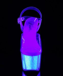 Pleaser Shoes By Pleaser USA ADORE-708UVG Pleaser Shoes Glow Under Blacklight Platform Stripper Shoe 7 Inch Heels