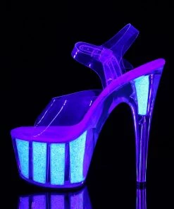Pleaser Shoes By Pleaser USA ADORE-708UVG Pleaser Shoes Glow Under Blacklight Platform Stripper Shoe 7 Inch Heels