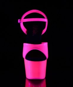 Pleaser Shoes By Pleaser USA ADORE-709UV Pleaser Shoes Neon Pink Blacklight Reactive Stripper Shoe 7 Inch Heels