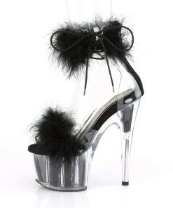 Pleaser Shoes By Pleaser USA ADORE-724F Pleaser Shoes Black Marabou Fur Exotic Dancer Shoe