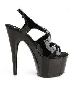 Pleaser Shoes By Pleaser USA 7 Inch Heels ADORE-730 Black Patent Platform Strappy Sling Back Stripper Shoe