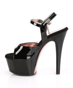 Pleaser Shoes By Pleaser USA ASPIRE-609TT Pleaser Shoes Black Patent Comfort Pole Dancing Shoes 6 Inch Heels