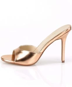 Pleaser Shoes By Pleaser USA CLASSIQUE-01 Pleaser Shoes Rose Gold Slide Sandals By Pleaser Shoes Evening And Prom Shoes