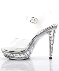 Fabulicious Shoes By Pleaser USA COCKTAIL-508SDT Clear Rhinestone Evening Shoes By Fabulicious Shoes