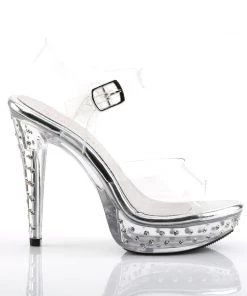 Fabulicious Shoes By Pleaser USA COCKTAIL-508SDT Clear Rhinestone Evening Shoes By Fabulicious Shoes