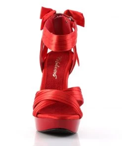Fabulicious Shoes By Pleaser USA Evening And Prom Shoes COCKTAIL-568 Red Satin Platform High Heel Evening Sandal