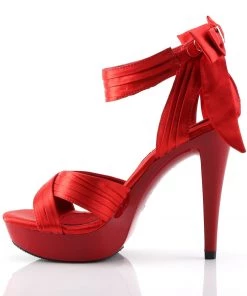 Fabulicious Shoes By Pleaser USA Evening And Prom Shoes COCKTAIL-568 Red Satin Platform High Heel Evening Sandal