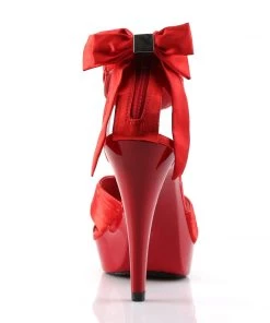 Fabulicious Shoes By Pleaser USA Evening And Prom Shoes COCKTAIL-568 Red Satin Platform High Heel Evening Sandal