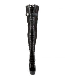 Pleaser Shoes By Pleaser USA DELIGHT-3025ML Pleaser Shoes Black Lace Thigh High Stripper Boot Thigh High Boots