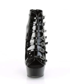 Pleaser Shoes By Pleaser USA DELIGHT-600-11 Black Patent Platform Open Toe Ankle Bootie