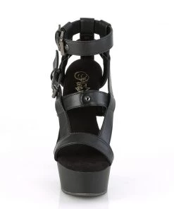 Pleaser Shoes By Pleaser USA DELIGHT-637 Black Faux Leather Platform Stripper Boot 6 Inch Heels