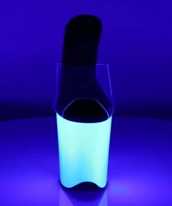 Pleaser Shoes By Pleaser USA FLAMINGO-801UV Pleaser Shoes Neon White Blacklight Reactive Stripper Shoes 8 Inch Heels