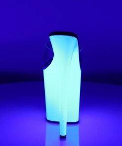 Pleaser Shoes By Pleaser USA FLAMINGO-801UV Pleaser Shoes Neon White Blacklight Reactive Stripper Shoes 8 Inch Heels