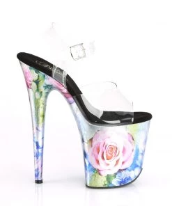 Pleaser Shoes By Pleaser USA FLAMINGO-808MRP Pleaser Shoes Metallic Rose Platform Exotic Dancer Shoe 8 Inch Heels