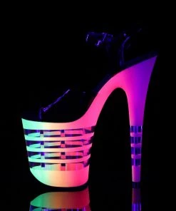 Pleaser Shoes By Pleaser USA FLAMINGO-809UVLN Pleaser Shoes Clearane UV Reactive Exotic Dancer Shoes
