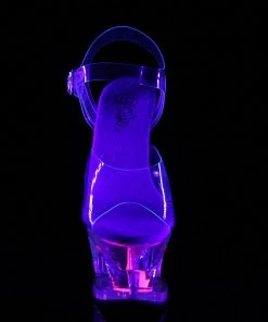 Pleaser Shoes By Pleaser USA MOON-708CAT Pleaser Shoes Clearance Blacklight Reactive Cat Stripper Shoe 7 Inch Heels