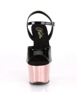 Pleaser Shoes By Pleaser USA SKY-309 Black Patent Chrome Platform Stripper Shoe