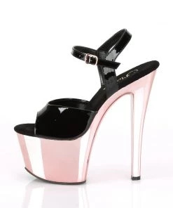 Pleaser Shoes By Pleaser USA SKY-309 Black Patent Chrome Platform Stripper Shoe