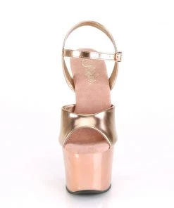 Pleaser Shoes By Pleaser USA SKY-309TTG Metallic Rose Gold Pole Dancing Sandals 7 Inch Heels