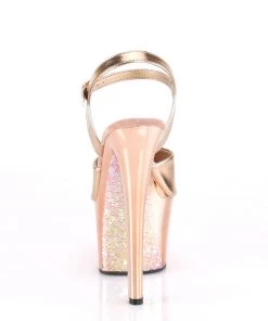 Pleaser Shoes By Pleaser USA SKY-309TTG Metallic Rose Gold Pole Dancing Sandals 7 Inch Heels