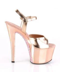Pleaser Shoes By Pleaser USA SKY-309TTG Metallic Rose Gold Pole Dancing Sandals 7 Inch Heels
