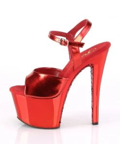 Pleaser Shoes By Pleaser USA SKY-309TTG Metallic Red Platform Stripper Shoes