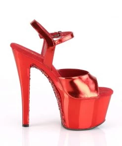 Pleaser Shoes By Pleaser USA SKY-309TTG Metallic Red Platform Stripper Shoes