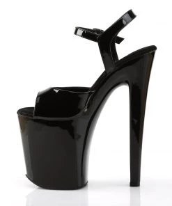 Pleaser Shoes By Pleaser USA Xtreme-809 Pleaser Shoes Black Patent Exotic Dancer Shoes 8 Inch Heels