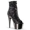 Pleaser Shoes By Pleaser USA ADORE-1008SQ Pleaser Shoes Black Sequin Stripper Boots Booties And Ankle High Boots