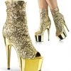 Pleaser Shoes By Pleaser USA ADORE-1008SQ Pleaser Shoes Gold Sequin Platform Exotic Dancer Boots