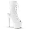 Pleaser Shoes By Pleaser USA ADORE-1016 Pleaser Shoes White Ankle High Exotic Dancer Boot Booties And Ankle High Boots