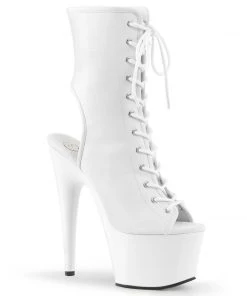 Pleaser Shoes By Pleaser USA ADORE-1016 Pleaser Shoes White Ankle High Exotic Dancer Boot Booties And Ankle High Boots