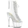 Pleaser Shoes By Pleaser USA ADORE-1016C-2 Pleaser Shoes Clear Peep Toe 7 Inch Pole Dancing Boot Booties And Ankle High Boots