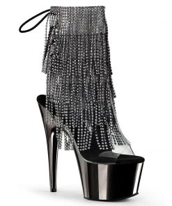 Pleaser Shoes By Pleaser USA ADORE-1017RSF Pleaser Shoes Rhinestone Fringe Platform Exotic Dancer Booties