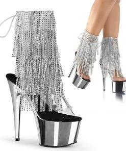 Pleaser Shoes By Pleaser USA ADORE-1017RSF Pleaser Shoes Rhinestone Fringe Pole Dancing Boots