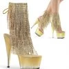 Pleaser Shoes By Pleaser USA ADORE-1017RSFT Pleaser Shoes Gold Tinted Platform Rhinestone Fringe Stripper Boot