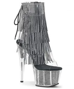 Pleaser Shoes By Pleaser USA Booties And Ankle High Boots ADORE-1017SRS Pleaser Shoes Sexy Platform Rhinestone Fringe Stripper Shoe