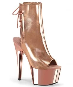 Pleaser Shoes By Pleaser USA ADORE-1018 Pleaser Shoes Metallic Rose Gold Pole Dancing Boots Booties And Ankle High Boots