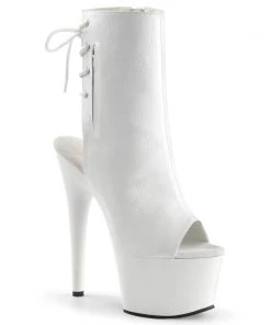 Pleaser Shoes By Pleaser USA ADORE-1018 Pleaser Shoes White Vegan Ankle High Exotic Dancer Boots