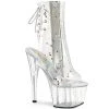 Pleaser Shoes By Pleaser USA Booties And Ankle High Boots ADORE-1018C-2 Pleaser Shoes Clear Glittery Stripper Boots