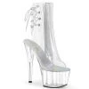 Pleaser Shoes By Pleaser USA ADORE-1018C Pleaser Shoes Clear Open Toe Ankle High Stripper Boots Booties And Ankle High Boots