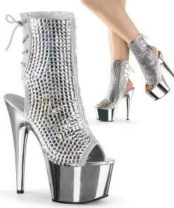 Pleaser Shoes By Pleaser USA Booties And Ankle High Boots ADORE-1018DCS Pleaser Shoes Diamond Cut Rhinestone Platform Boots