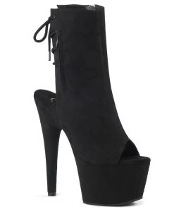 Pleaser Shoes By Pleaser USA ADORE-1018FS Pleaser Shoes Black Faux Suede Ankle High Stripper Boot