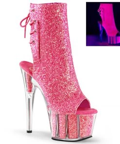 Pleaser Shoes By Pleaser USA Booties And Ankle High Boots ADORE-1018G Pleaser Shoes Neon Pink Platform Pole Dancing Boot