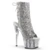 Pleaser Shoes By Pleaser USA ADORE-1018G Pleaser Shoes Silver Glitter Ankle High Stripper Boots Booties And Ankle High Boots