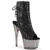 Pleaser Shoes By Pleaser USA ADORE-1018GT Pleaser Shoes Smoke Tinted Platform Glitter Exotic Dancer Boot